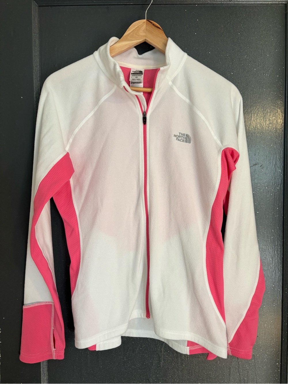 The North Face White & Pink Women's Full-Zip Fleece running Jacket